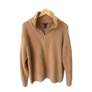 Victoria Secret Quarter Zip Fleece Womens Large Brown Cozy Pullover